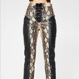 I.AM.GIA Leather Snakeskin Pants